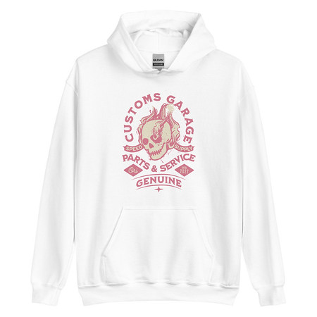 [ID: 146-G447] Customs Garage - Flaming Skull Unisex Heavy Blend Hoodie