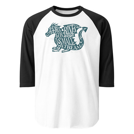 [ID: 233-G16] A Dragon Rises - Typographic Lettering Unisex 3/4 Sleeve Raglan Shirt