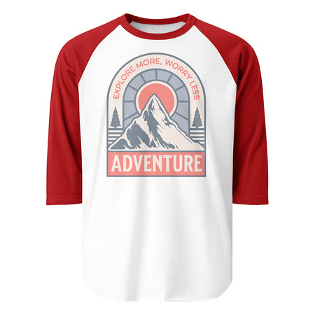 [ID: 233-G25] Adventure - Mountain Climbing Unisex 3/4 Sleeve Raglan Shirt