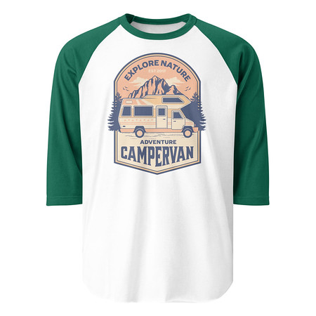 [ID: 233-G29] Adventure Campervan - Outdoor Unisex 3/4 Sleeve Raglan Shirt