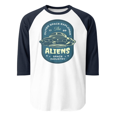 [ID: 233-G40] Aliens Outer Space Explorer - UFO Unisex 3/4 Sleeve Raglan Shirt