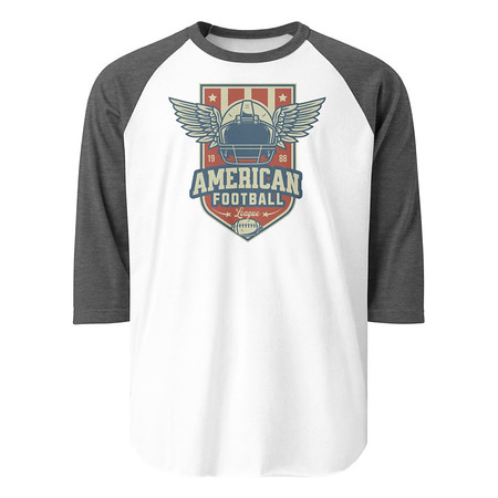 [ID: 233-G70] American Football League - Sports Helmet Unisex 3/4 Sleeve Raglan Shirt