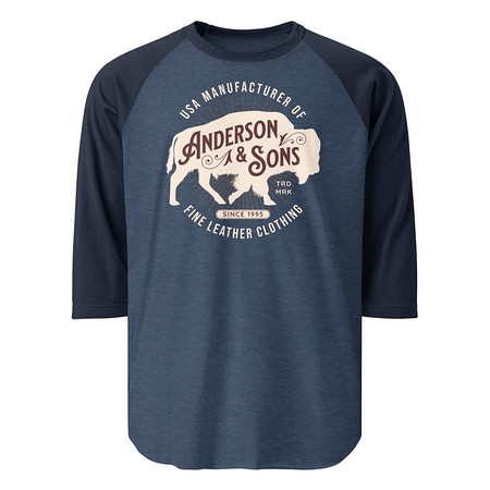 [ID: 233-G80] Anderson & Sons Leather Clothing - Buffalo Unisex 3/4 Sleeve Raglan Shirt