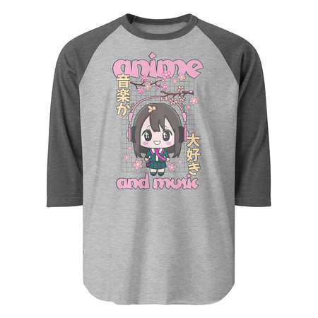 [ID: 233-G86] Anime and Music Unisex 3/4 Sleeve Raglan Shirt