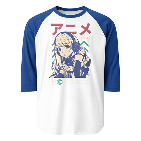 [ID: 233-G89] Anime Girl Unisex 3/4 Sleeve Raglan Shirt