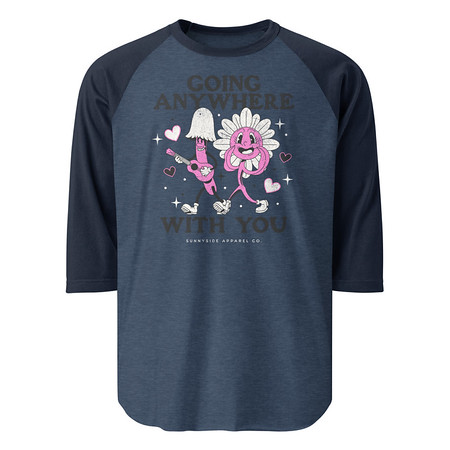 [ID: 233-G93] Anywhere With You - Typographic Cartoon Streetwear Unisex 3/4 Sleeve Raglan Shirt