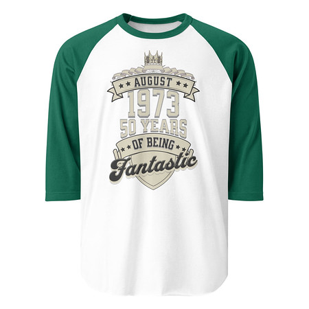 [ID: 233-G114] August 1973 - 50 Years Of Being Fantastic Unisex 3/4 Sleeve Raglan Shirt