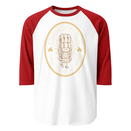 [ID: 233-G125] Backpackers Tribe - Adventure Badge Unisex 3/4 Sleeve Raglan Shirt
