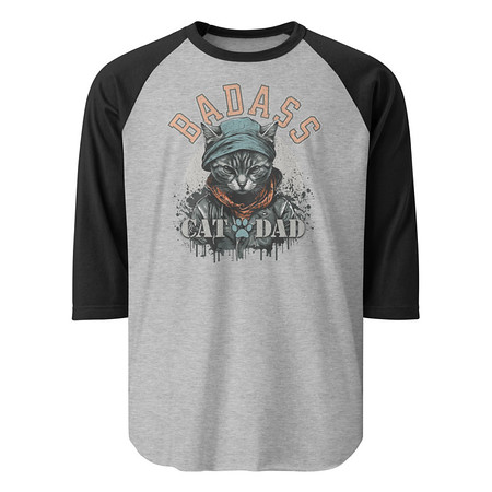 [ID: 233-G129] BADASS CAT DAT Unisex 3/4 Sleeve Raglan Shirt