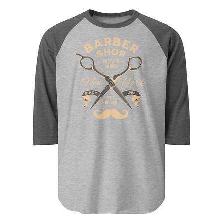 [ID: 233-G139] Barber Shop Cuts & Shaves - Scissor Unisex 3/4 Sleeve Raglan Shirt