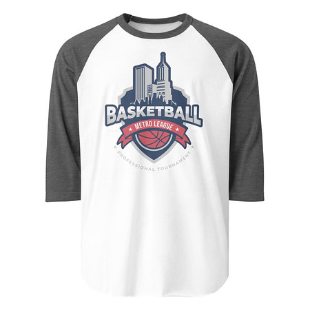 [ID: 233-G149] Basketball Sports Logo Unisex 3/4 Sleeve Raglan Shirt