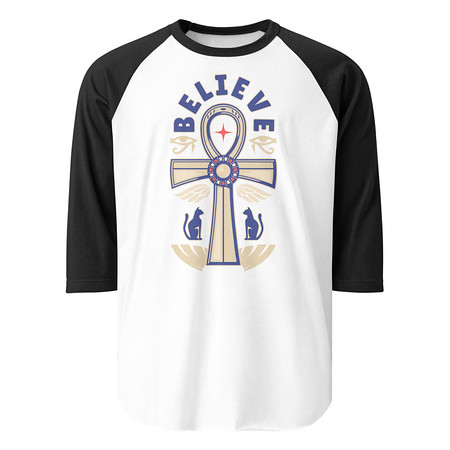 [ID: 233-G178] Believe  - Faith Symbol Unisex 3/4 Sleeve Raglan Shirt