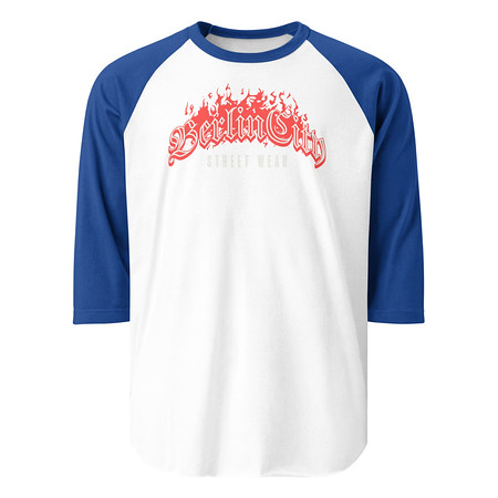 [ID: 233-G183] Berlin City Streetwear - Fire Unisex 3/4 Sleeve Raglan Shirt