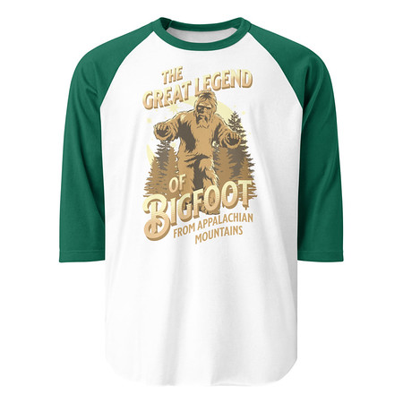 [ID: 233-G206] Bigfoot Legend  - Appalachian Forest Unisex 3/4 Sleeve Raglan Shirt