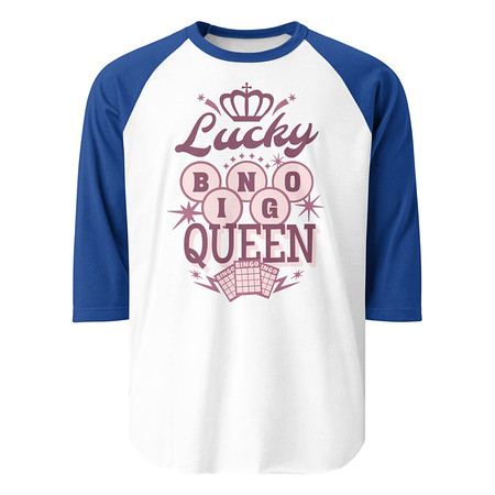 [ID: 233-G209] Bingo Queen - Retro Crown Unisex 3/4 Sleeve Raglan Shirt