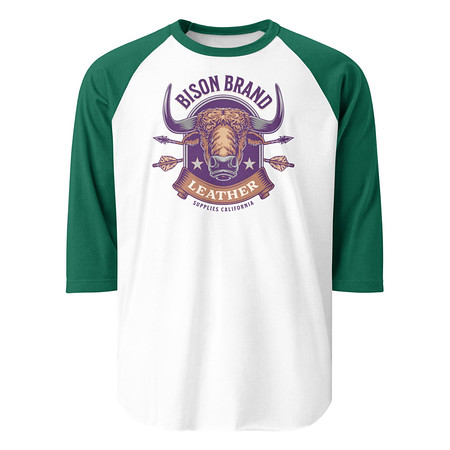 [ID: 233-G211] Bison Brand Leather - Animal Unisex 3/4 Sleeve Raglan Shirt