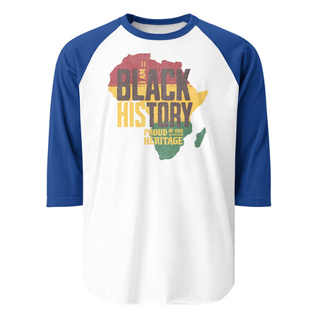[ID: 233-G217] Black History - Heritage Map Unisex 3/4 Sleeve Raglan Shirt