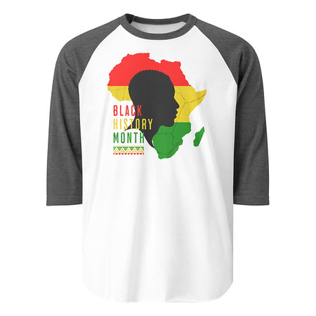 [ID: 233-G221] Black History Month - African Continent Unisex 3/4 Sleeve Raglan Shirt