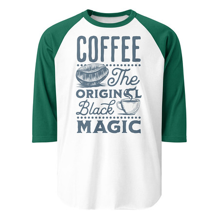 [ID: 233-G227] Black Magic Coffee - Simple Cup Unisex 3/4 Sleeve Raglan Shirt