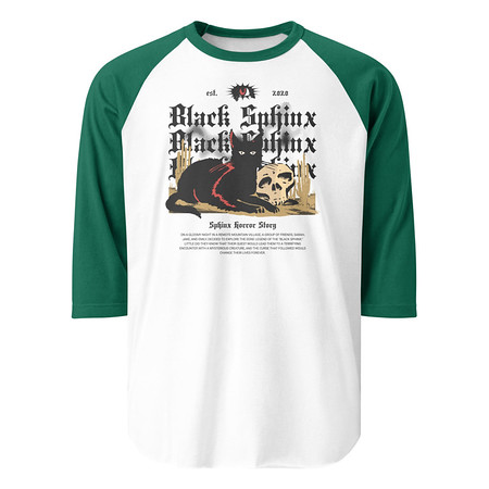 [ID: 233-G230] Black Sphinx Unisex 3/4 Sleeve Raglan Shirt