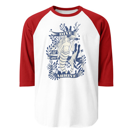 [ID: 233-G241] Blue Mermaid - Nautical Unisex 3/4 Sleeve Raglan Shirt