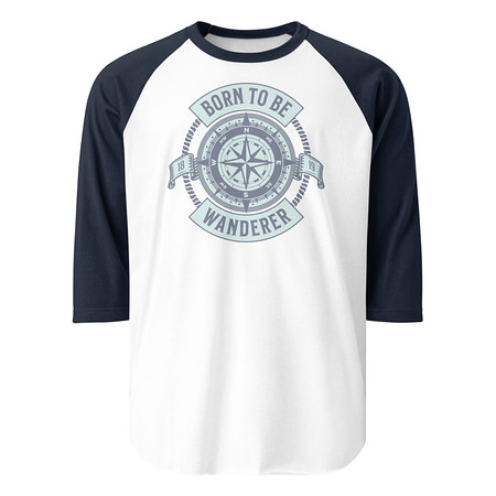 [ID: 233-G261] Born to be Wanderer - Compass Unisex 3/4 Sleeve Raglan Shirt