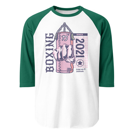 [ID: 233-G277] Boxing Fist - Punching Bag Unisex 3/4 Sleeve Raglan Shirt