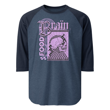 [ID: 233-G280] Brain Food - Y2K Skull Streetwear Unisex 3/4 Sleeve Raglan Shirt