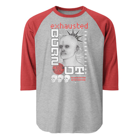 [ID: 233-G298] Burn Out - Futuristic 3D Head Unisex 3/4 Sleeve Raglan Shirt