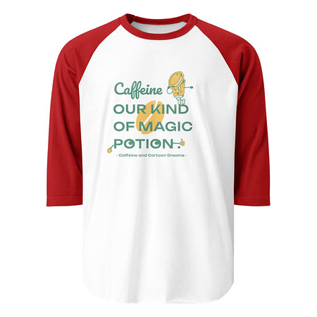 [ID: 233-G307] Caffeine Cartoon Unisex 3/4 Sleeve Raglan Shirt