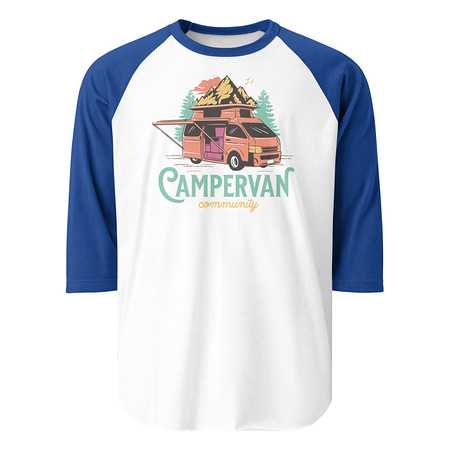 [ID: 233-G322] Campervan Community - Outdoor Adventure Unisex 3/4 Sleeve Raglan Shirt