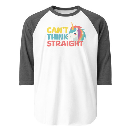 [ID: 233-G328] Can't Think Straight (2) Unisex 3/4 Sleeve Raglan Shirt