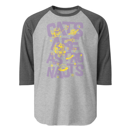 [ID: 233-G346] Cats are Astronauts Unisex 3/4 Sleeve Raglan Shirt