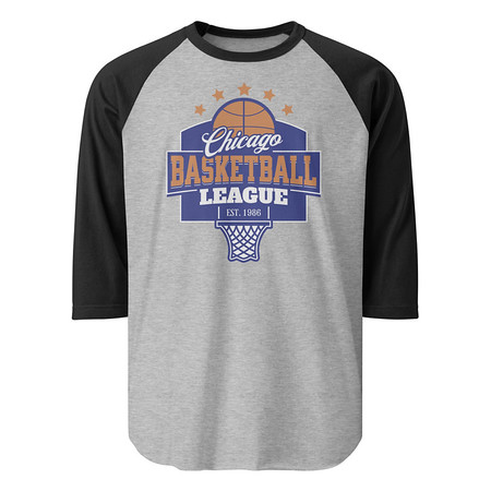 [ID: 233-G363] Chicago Basketball League - Athlectic Sports Unisex 3/4 Sleeve Raglan Shirt