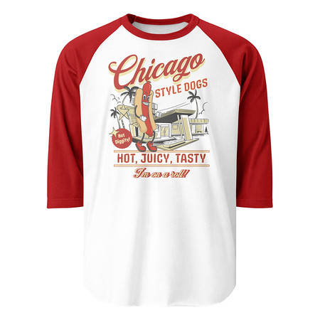 [ID: 233-G364] Chicago Style Hot Dogs Unisex 3/4 Sleeve Raglan Shirt