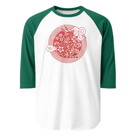 [ID: 233-G368] Chinese Lunar Year - Rabbit Unisex 3/4 Sleeve Raglan Shirt