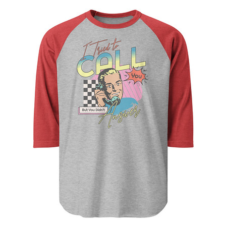 [ID: 233-G383] Classic Retro Illustrative Portrait Men Calling Unisex 3/4 Sleeve Raglan Shirt