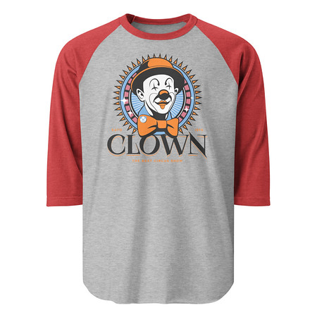[ID: 233-G388] CLOWN LOGO Unisex 3/4 Sleeve Raglan Shirt