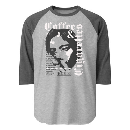 [ID: 233-G392] Coffee & Cigarettes Unisex 3/4 Sleeve Raglan Shirt