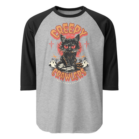 [ID: 233-G437] Creepy Crawlers Halloween Unisex 3/4 Sleeve Raglan Shirt