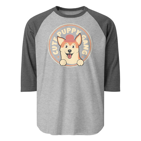 [ID: 233-G453] Cute Puppy Gang - Corgi Unisex 3/4 Sleeve Raglan Shirt