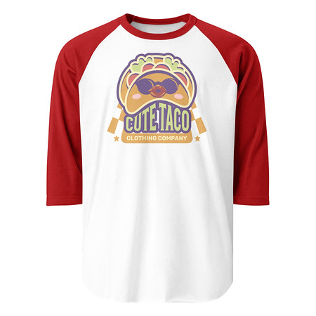 [ID: 233-G454] Cute Taco - Colorful Mexican Tortilla Unisex 3/4 Sleeve Raglan Shirt