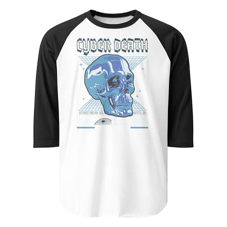 [ID: 233-G457] Cyber Death - Skull Unisex 3/4 Sleeve Raglan Shirt