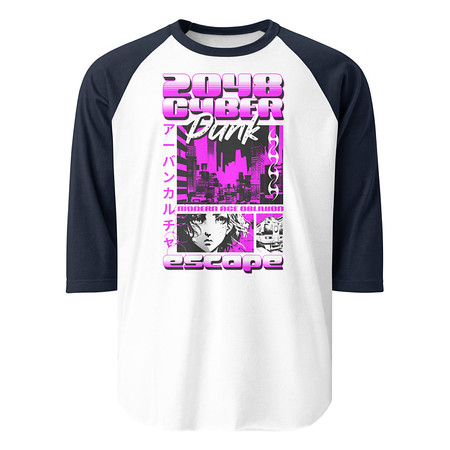 [ID: 233-G458] Cyber Punk Escape - Japanese Anime Unisex 3/4 Sleeve Raglan Shirt