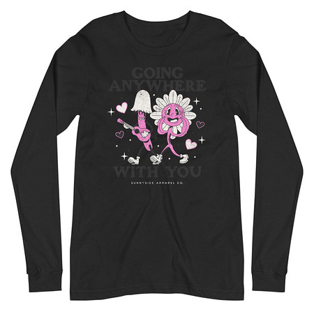 [ID: 356-G93] Anywhere With You - Typographic Cartoon Streetwear Unisex Long Sleeve Tee