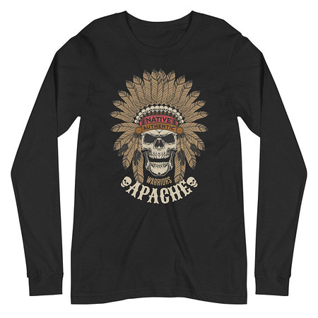 [ID: 356-G94] Apache Warriors - Indian Skull Unisex Long Sleeve Tee