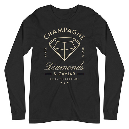 [ID: 356-G215] Black Diamonds - Elegant Unisex Long Sleeve Tee