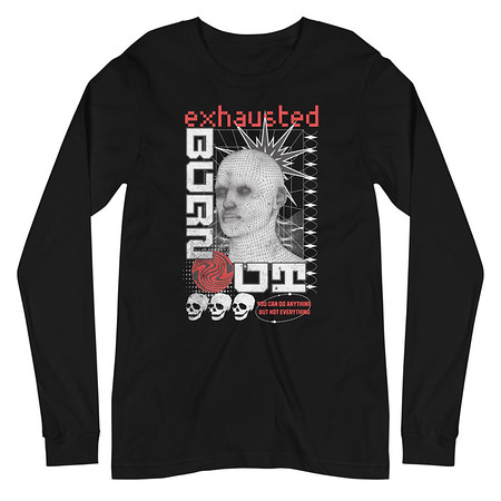 [ID: 356-G298] Burn Out - Futuristic 3D Head Unisex Long Sleeve Tee