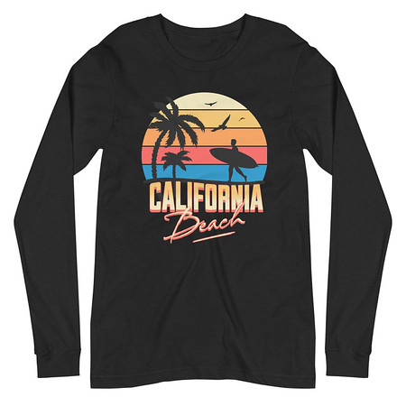 [ID: 356-G312] California Beach - Retro Surf Unisex Long Sleeve Tee