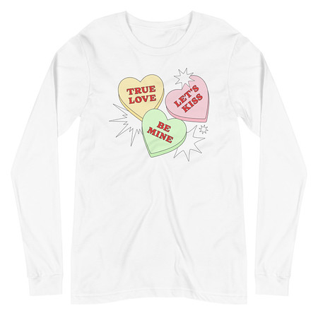 [ID: 356-G331] Candy Hearts - Valentine's Day Unisex Long Sleeve Tee